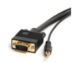 Shielded SVGA(3+6) Cable with 3.5mm Audio (Gold)