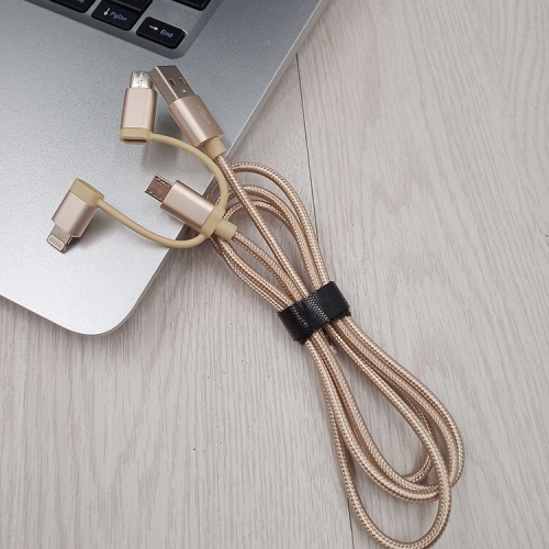 USB To Micro USB+Apple +Type C+ 3 in 1 (Aluminum) Gold