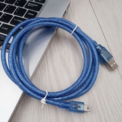 Mini USB 2.0 Cable, Type A Male to 5 Pin Mini-B Male (transparent Blue)