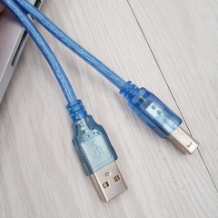 USB 2.0 Cable Type A Male to Type B Male （Transparent blue）