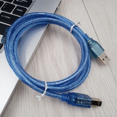 USB 2.0 Cable Type A Male to Type B Male （Transparent blue）