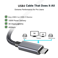 40gbps Laptop Usb4 Tb3 Cord Kable Thunderbolt 3 (usb-c) Cable (0.8m)