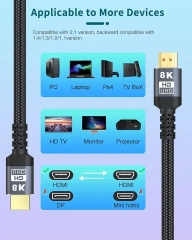 Certified HDMI2.1 Cable 48gbps 8k60hz (Aluminum connector) 48gbps-Middle end