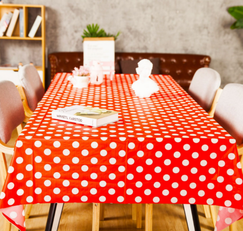 Polka Dots Plastic Tablecloth 54"x108"