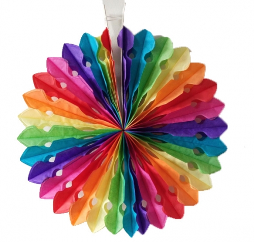 Rainbow Cut-out Tissue Hanging Fans 8"