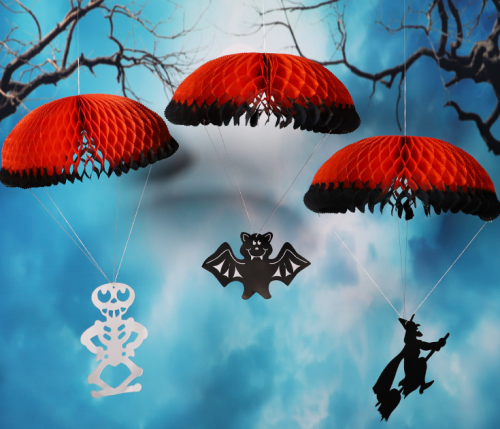 Parachute Hanging Honeycomb W/Halloween Decorations 14"