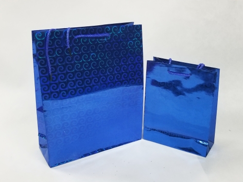 Holographic Printed Gift Bags assortment-Blue