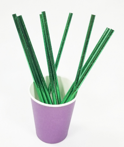 Aluminum Green Paper Straws 7.7"