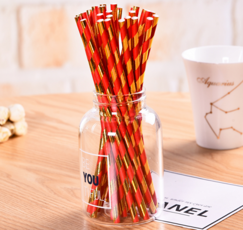 Paper Straws with foil print 7.75"
