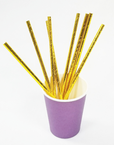 Aluminum Gold Paper Straws 7.7"