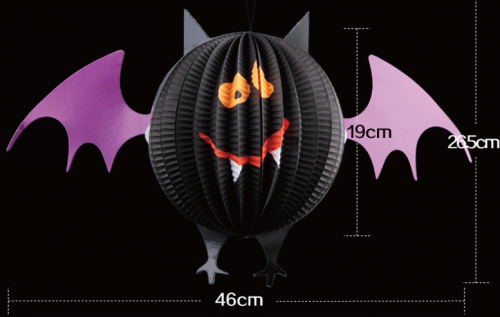 Bat shaped Accordion hanging paper lantern Halloween decoration 46x26.5cm