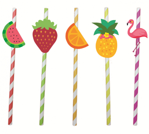 Paper Straws with Icon 7.7"