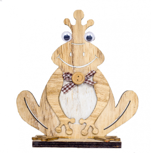 Easter Wood Frog Decoration 16x14cm