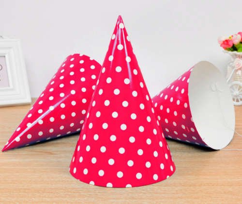 Birthdy poka dots party hats 20x15cm