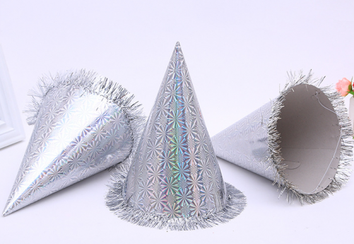 Cone Party Hats with Tinsel 20x13.5cm