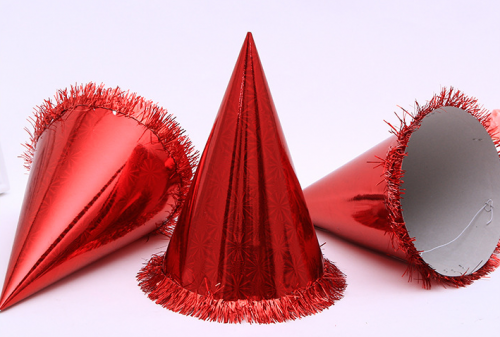 Cone Party Hats with Tinsel 20x13.5cm