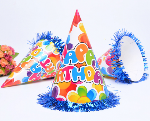 Cone Party Hats with Tinsel 20x13.5cm