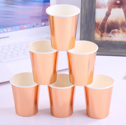 Rose Gold Foil Printed Paper Cups 9oz