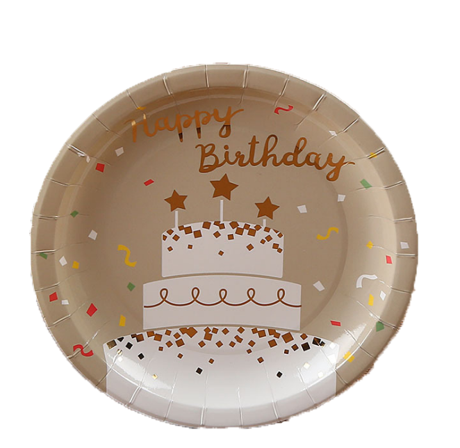 Birthday Paper Plate with foil print 7" & 9"