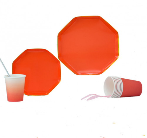 Solid Color Gold Foil Tableware set