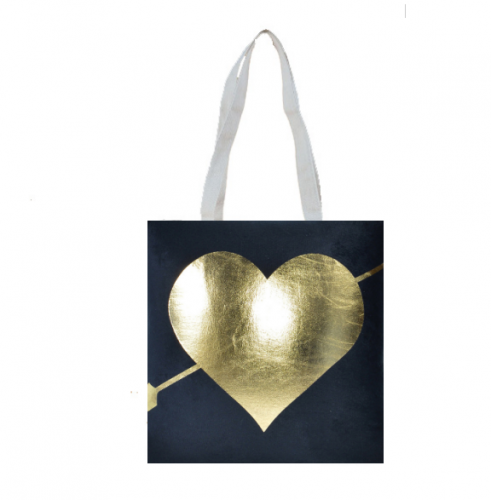Tote Bags with Foil Heart 33x38cm