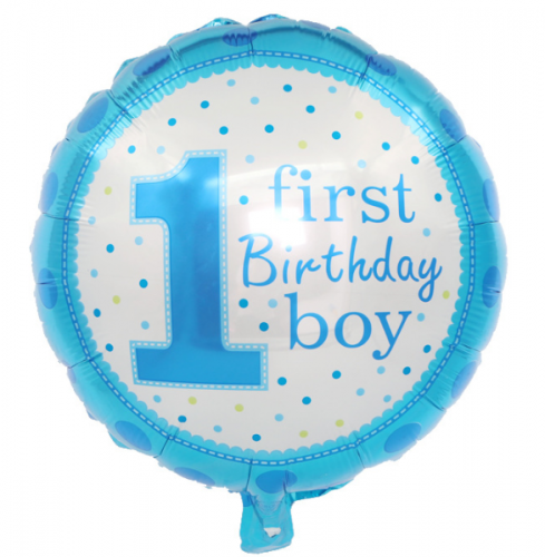 First Birthday Boy Foil Balloon 45x45cm