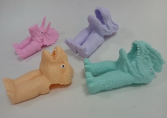 4 Assorted TPR Dinosaur Finger Puppets 3.75