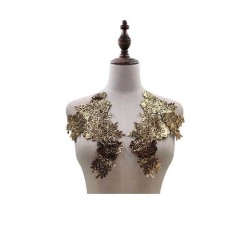 Parches de encaje apliques flor par poliéster bordado cuello floral 3d recorte accesorios DIY vestido de novia
