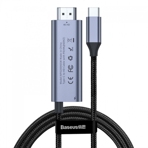 Baseus C-Video Functional Notebook Cable（C TO HDMI+PD）1.8m Dark gray