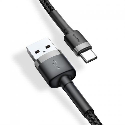 1M USB-C to USB-A cafule Cable 3A Gray+Black  Baseus