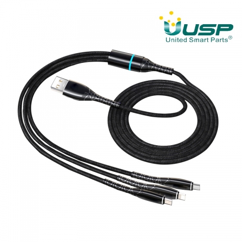 1m 3IN1 to  USB A With light Durable cable 2.4A USP