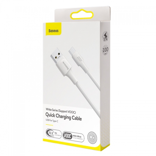 2M USB-C to USB-A Cable White Series (support VOOC) Quick Charging cable USB For Type-C 5A 2m White Baseus