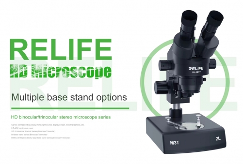 RELIFE RL M3T-2L Trinocular HD Stereo Microscope With 2 LED sources