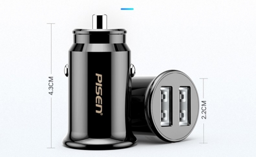 PISEN Mini car charger double USB BL-CC01LS