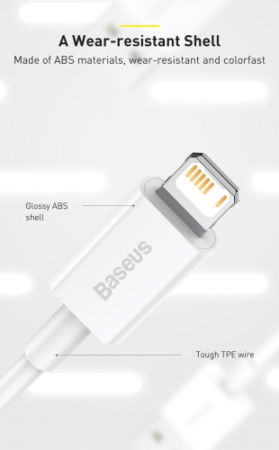 1M Lightning to USB-C Cable Superior Series Fast Charging Data Cable 20W White Baseus