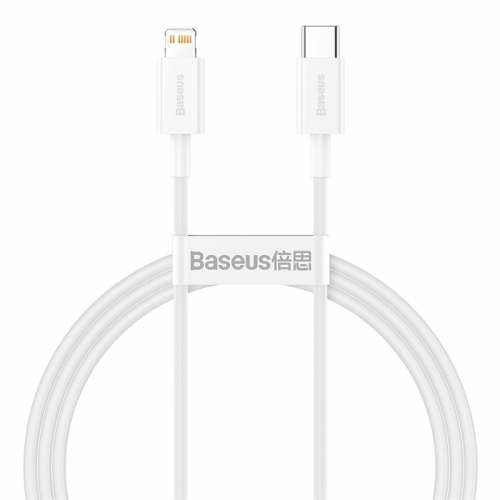 1M Lightning to USB-C Fast Charging Data Cable Superior Series PD 20W 1m white Baseus