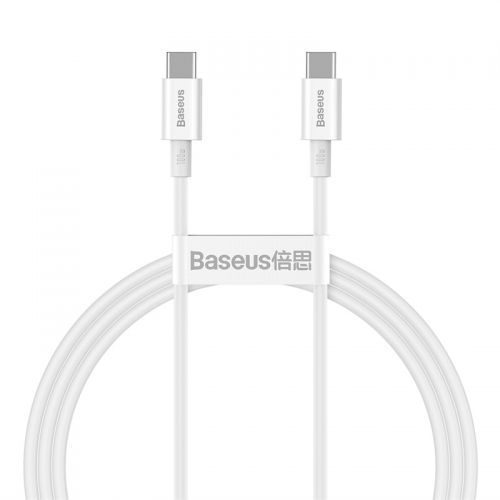 1M USB-C to USB-C  Superior Series Fast Charging Data Cable Type-C to Type-C 100W White Baseus