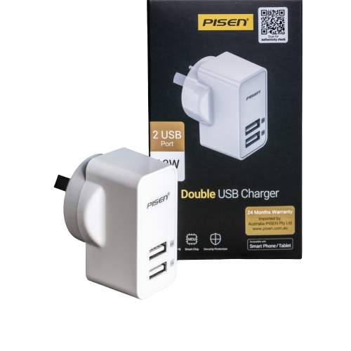 Pisen 2 Ports USB AC Wall Charger Adapter for iPhone Galaxy 2.4Amp