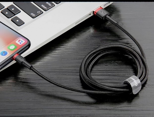 2M Lightning to USB-A cafule Cable Gray+Black Baseus