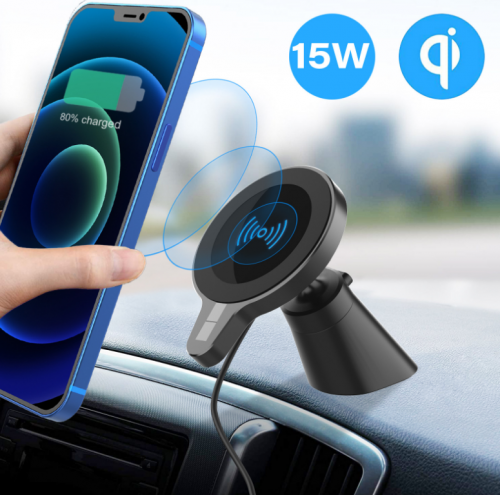 Magnetic  Car Mount Wireless Charger (15W For Air Outlets）Black