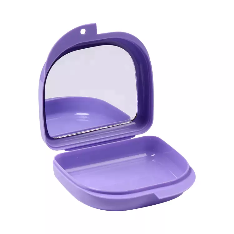 Denture Box with Mirror and Snap Lock Manufactured in China