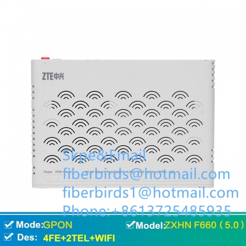 ZTE GPON terminal ZXHN F660 FTTO or FTTH ONT With 4 ethernet ports and 2 voice ports,wireless access point 802.11n 300Mbps