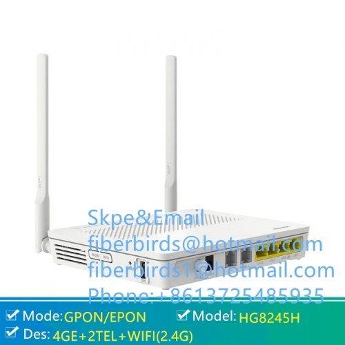 Huawei wireless Gpon Terminal HG8245H, class C+ ONU, 4 GE LAN and 2 voice ports, with BBU and USB port, English version