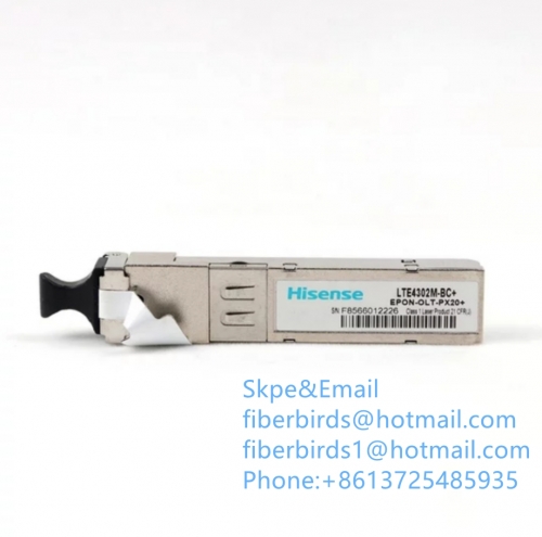 Hisense LTE4302M-BC+ EPON-OLT-PX20+ 1.25G single mode SFP transceiver compatible with Huwei, ZTE and Fiberhome EPON boards.