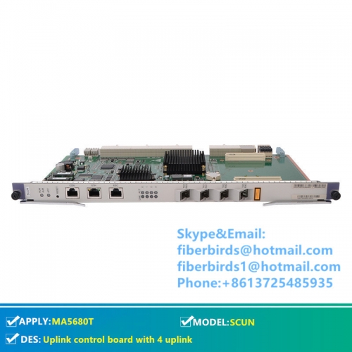 Original Huawei SCUN uplink control board for Huawei MA5680T OLT with 4 uplink ports.