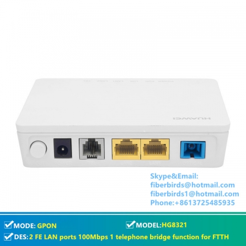 Huawei GPON ONT HG8321, 2 FE LAN ports 100Mbps 1 telephone bridge function for FTTH