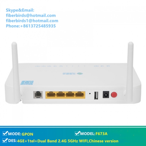 ZTE ZXHN F673A V2 GPON ONU wireless ONT Router 4GE+1tel+ Dual Band 2.4G 5GHz WIFI, Chinese version