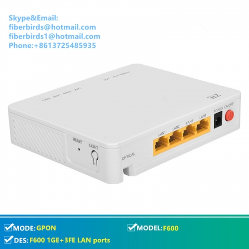 Newest ZTE ZXHN F600 V6 GPON ONU with 1GE+3FE LAN ports