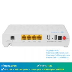 Original ZTE ZXHN F623 GPON ONU, 1GE + 3FE LAN ports + 1voice port + WIFI,English interface