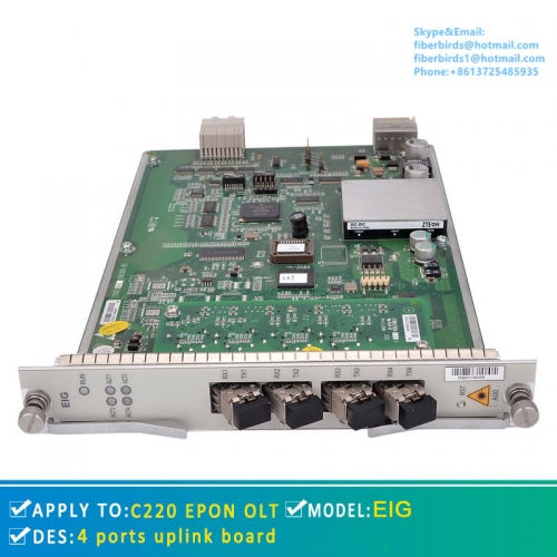 Original ZTE 4 ports uplink board for C220 EPON OLT. EIG model with 2 modules included
